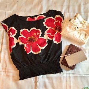 Red & Black Floral XXI Top